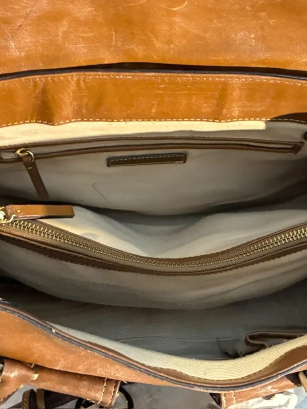 Michael Kors Cognac Brown Leather Satchel Shoulder Bag MK Charm